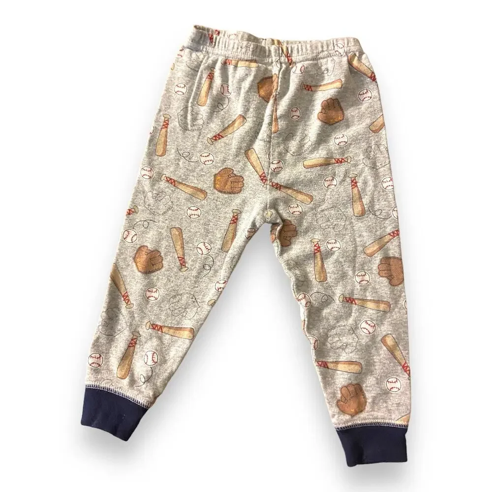 Carter's Boys Pajamas Size‎ 18 Mo Red Gray Baseball Dog Play Ball Cotton